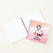 Cute Cat Polka Dot Personalized Sketchbook Notitieboek (Binnen)