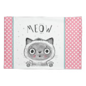 Cute Cat, Polka Dots, Paws MEOW Kussensloop (Achterkant)