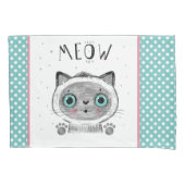 Cute Cat, Polka Dots, Paws MEOW Kussensloop (Voorkant)