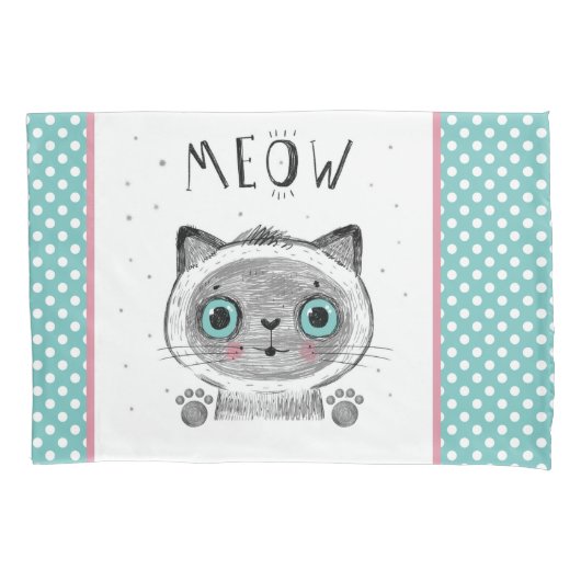 Cute Cat, Polka Dots, Paws MEOW Kussensloop (Voorkant)