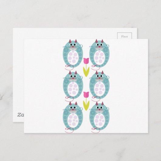 Cute cat-pop-design genaamd Babushkat Briefkaart (Voorkant / Achterkant)