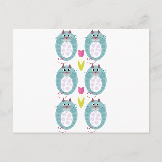 Cute cat-pop-design genaamd Babushkat Briefkaart (Voorkant)