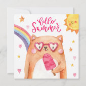 Cute Cat Popsicle Summer Wenskaart (Voorkant)