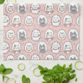 Cute Cat Portrait Patroon Theedoek (Gevouwen)