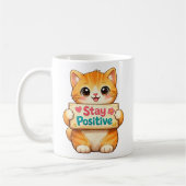 Cute Cat Positive Vibes Illustration Koffiemok (Links)