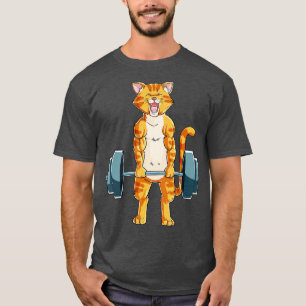 Cute Cat Powerlift Weightlift Deadlift Gy T-shirt