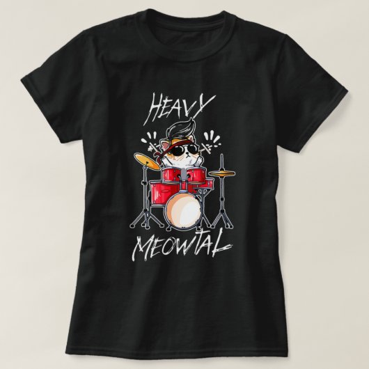 Cute Cat Pplay Drum Meowtal Heavy Meowtal.png T-shirt (Design voorkant)
