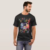 Cute Cat Pplay Music Note Cleus Musician Art Pian T-shirt (Voorkant volledig)
