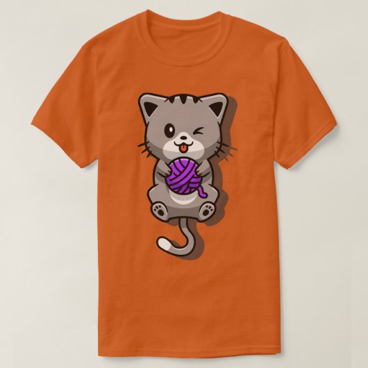 Cute Cat Pplay Yarn Ball Cartoon T-shirt (Design voorkant)