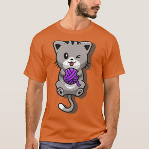 Cute Cat Pplay Yarn Ball Cartoon T-shirt