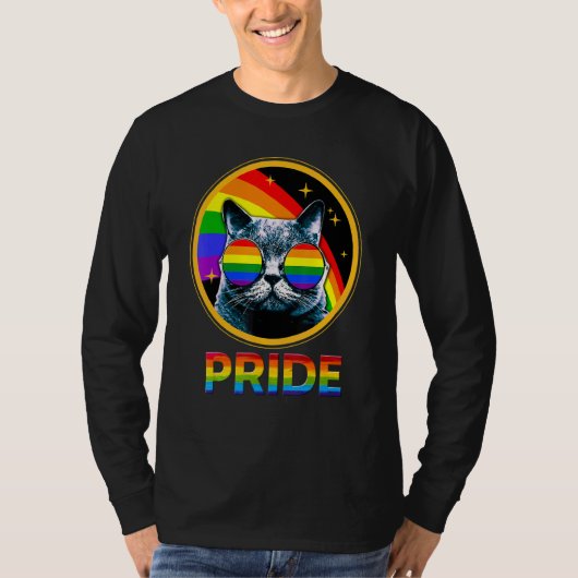 Cute Cat Pride Rainbow LGBTQ LGBT Gay Lesbian Prid T-shirt (Voorkant)