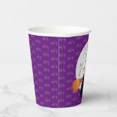 Cute Cat Pumpkin Broomstick Paars Happy Halloween Papieren Bekers (Rechts)