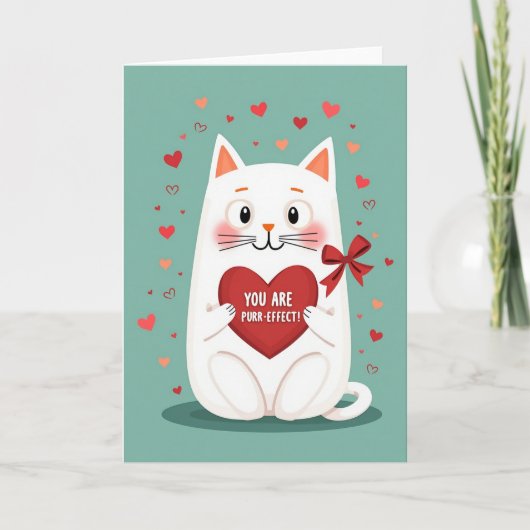 Cute Cat Purrfect Valentine Card Kaart (Voorkant)