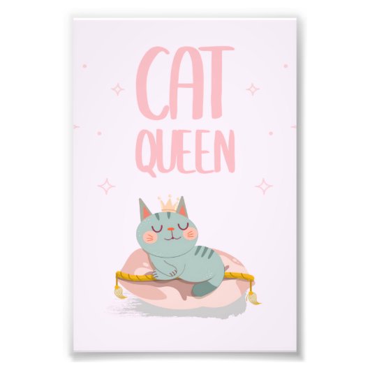 Cute Cat Queen Gift Idea, Kitten Cat Funny Gift Foto Afdruk (Voorkant)