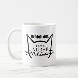 Cute Cat Quote Gift Watch out, ik ben Zuster Cat L Koffiemok