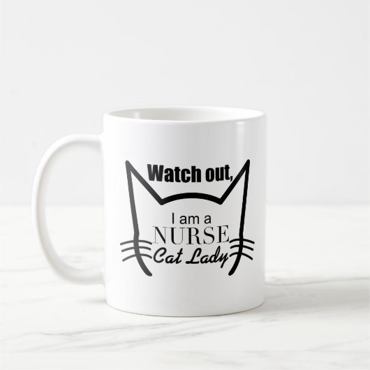 Cute Cat Quote Gift Watch out, ik ben Zuster Cat L Koffiemok (Links)
