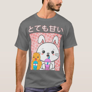 Cute Cat Rabbit Duck Boba Tea Bubble Kawaii Tea Gr T-shirt
