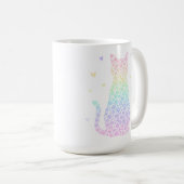cute cat rainbow hearts pastel gradient pattern koffiemok (Voorkant rechts)