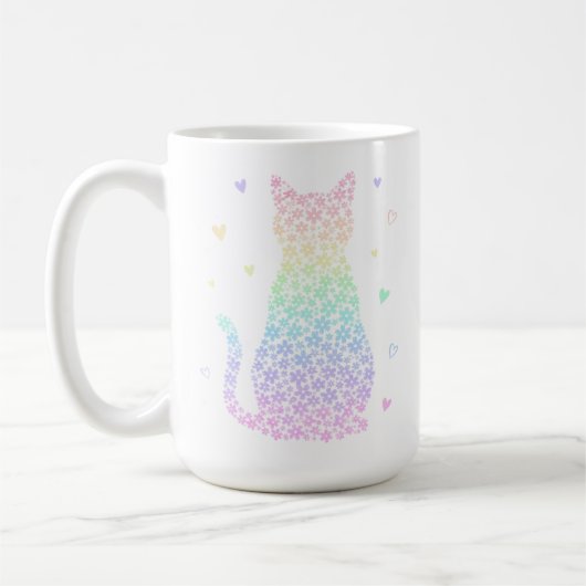 cute cat rainbow hearts pastel gradient pattern koffiemok (Links)