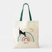 Cute Cat Rainbow Unicorn - Aangepaste naam Tote Bag (Achterkant)