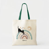 Cute Cat Rainbow Unicorn - Aangepaste naam Tote Bag (Voorkant)