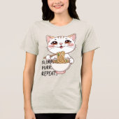 Cute Cat Ramen Tee - Slurp, Purr, Repeat Tri-Blend Shirt (Voorkant)
