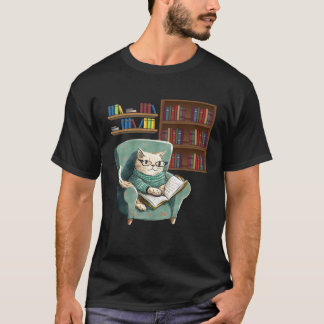 Cute Cat Reading Book Bookworms Cat  Reading T-shirt