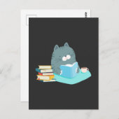 Cute Cat Reading Book Coffee Lover Bookworm Briefkaart (Voorkant / Achterkant)