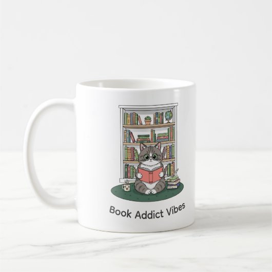 Cute Cat Reading Glasses Coffee Shelf Art Mug Koffiemok (Links)
