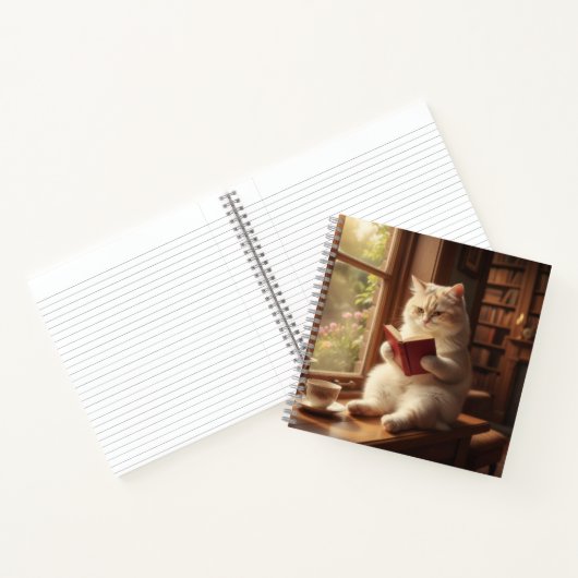Cute Cat Reading Notitieboek (Binnen)