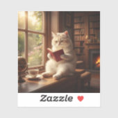 Cute Cat Reading Sticker (Vel)