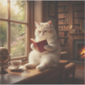 Cute Cat Reading Sticker (Voorkant)