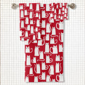 Cute Cat Red en White Bad Handdoek