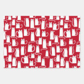 Cute Cat Red en White Festive Inpakpapier Vel (Voorkant 3)