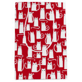 Cute Cat Red en White Festive Medium Cadeauzakje (Voorkant)