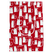 Cute Cat Red en White Festive Medium Cadeauzakje (Achterkant)