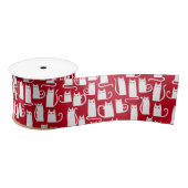 Cute Cat Red en White Festive Satijnen Lint (Spoel)