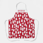 Cute Cat Red en White gepersonaliseerd Schort (Voorkant)