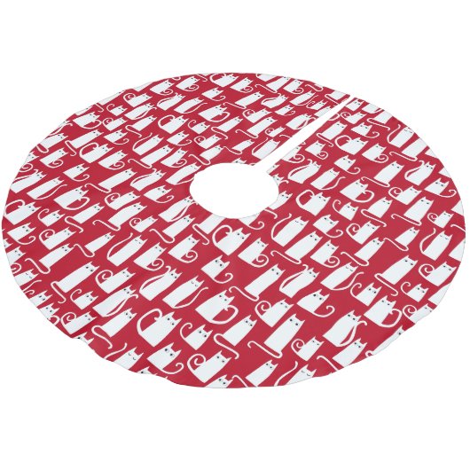 Cute Cat Red en White Kerstboom Rok (Gekanteld)