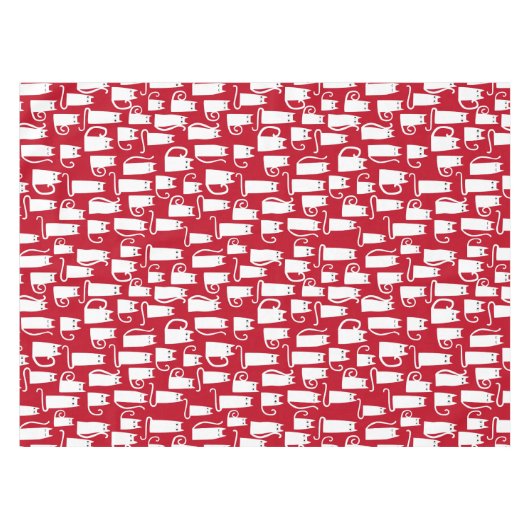 Cute Cat Red en White Tafelkleed (Voorkant (Horizontaal))