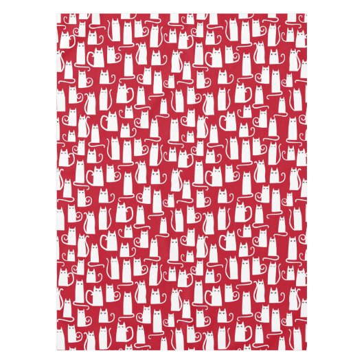 Cute Cat Red en White Tafelkleed (Voorkant)