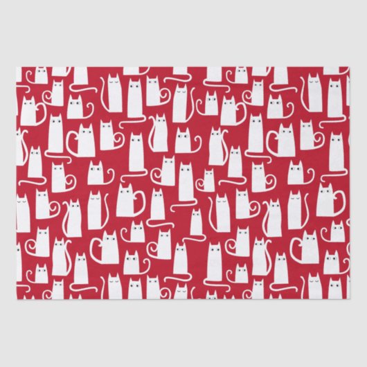Cute Cat Red en White Tissuepapier (Voorkant)