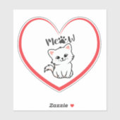 Cute Cat Red Hart Sticker (Vel)
