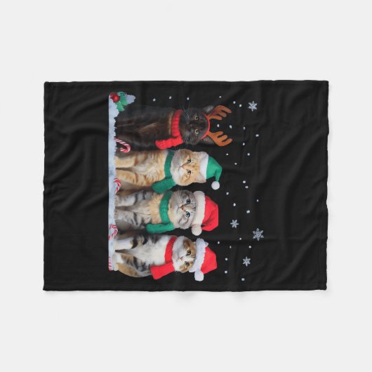 Cute Cat Reindeer Light Christmas Cat Funny Santa  Fleece Deken (Voorkant (Horizontaal))