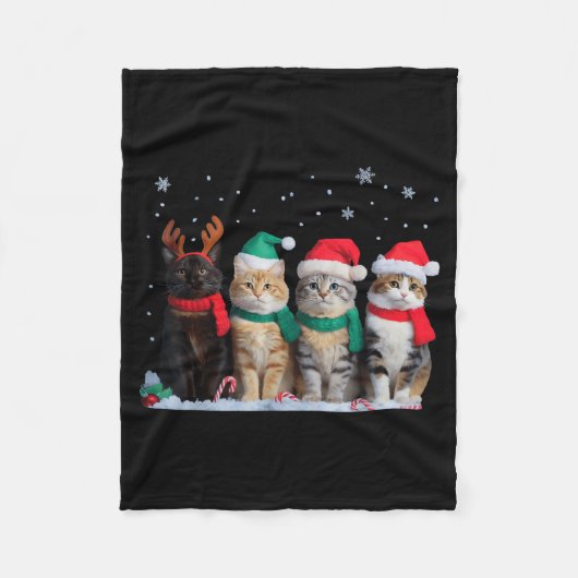 Cute Cat Reindeer Light Christmas Cat Funny Santa  Fleece Deken (Voorkant)
