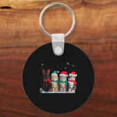 Cute Cat Reindeer Light Christmas Cat Funny Santa  Sleutelhanger (Voorkant)