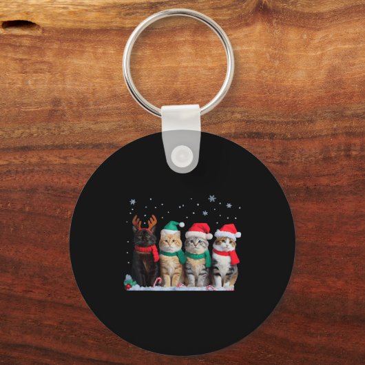 Cute Cat Reindeer Light Christmas Cat Funny Santa  Sleutelhanger (Voorkant)