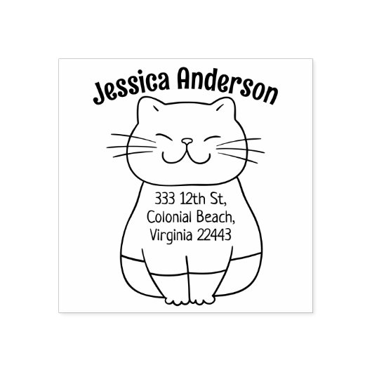 Cute Cat Return-adres Rubberstempel (Afrduk)