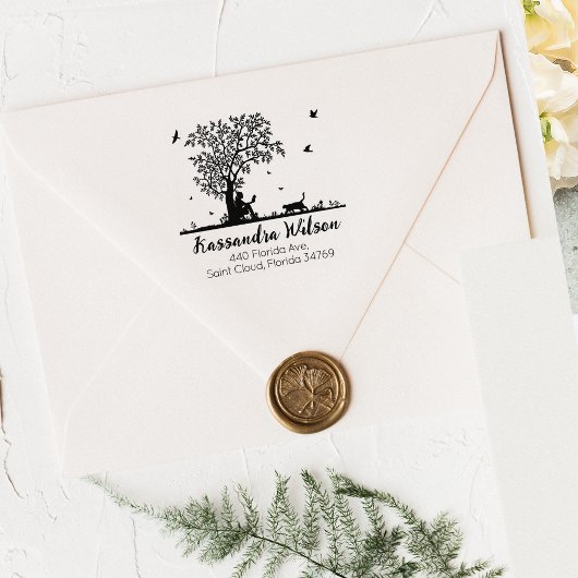 Cute Cat Return-adres Rubberstempel