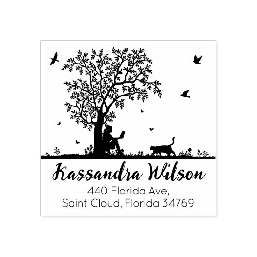 Cute Cat Return-adres Rubberstempel (Afrduk)